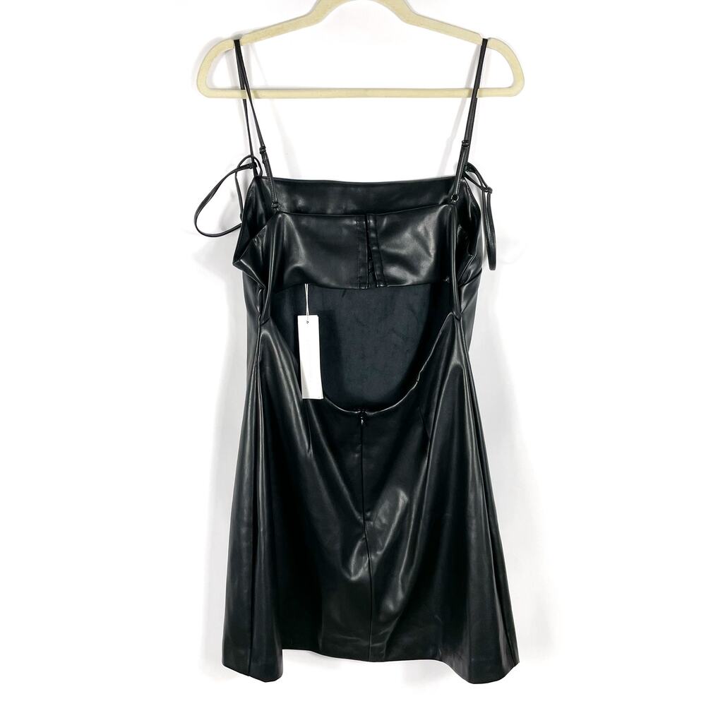 Jonathan Simkhai Jeslyn Dress Black Faux Leather Mini Sz 12 Shoulder Straps - Picture 8 of 9